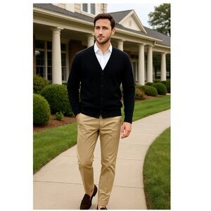 ZARA Men's Basic Collection Khaki Chino Stretch Cotton Blend Pants‎ Sz 31 Preppy
